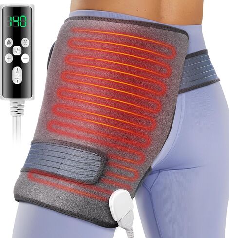 Hip Heating Pad for Hip Pain Relief, Heated Hip Brace for Sciatica Pain Relief, Back/Thigh/Leg/Buttock Electric Heating Therapy Pad for Men Women, 3 Heat and 13 Timing Settings in Saudi Arabia