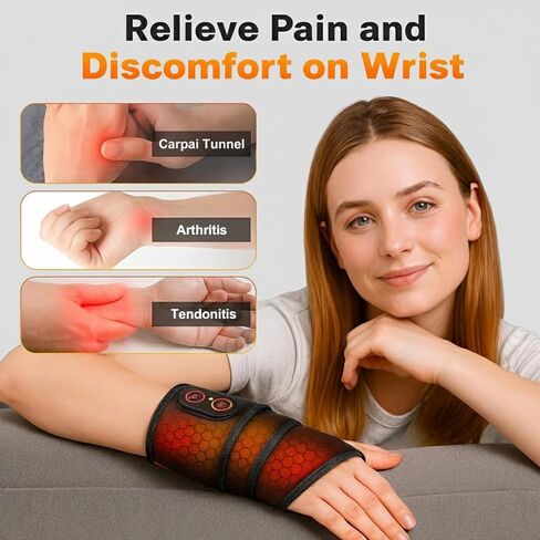 2026 Upgraded Rechargeable Cordless Wrist Heating Pad – Helps Ease Wrist Tension & Fatigue, with Vibration & Adjustable Heat, Wrist Pain Relief for Home or Work in Saudi Arabia