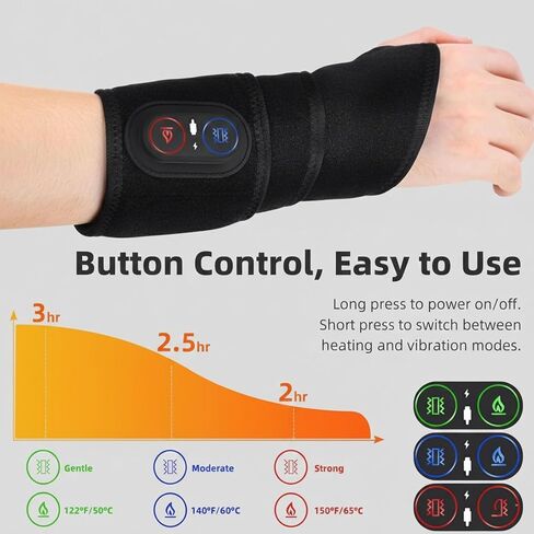 2026 Upgraded Rechargeable Cordless Wrist Heating Pad – Helps Ease Wrist Tension & Fatigue, with Vibration & Adjustable Heat, Wrist Pain Relief for Home or Work in Saudi Arabia