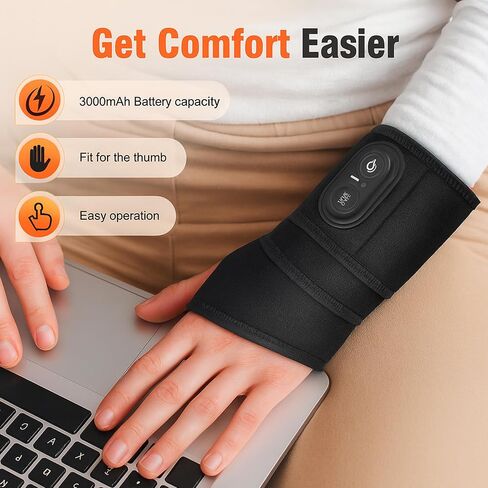 2026 Upgraded Rechargeable Cordless Wrist Heating Pad – Helps Ease Wrist Tension & Fatigue, with Vibration & Adjustable Heat, Wrist Pain Relief for Home or Work in Saudi Arabia