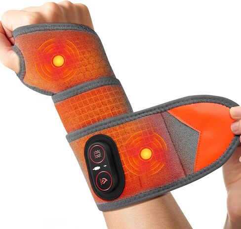 Cordless Heated Wrist Brace for Pain Relief,Rechargeable Wrist Heating Pad,Wrist Massager for Carpal Tunnel,Heating Pad for Wrist(Grey) in Saudi Arabia