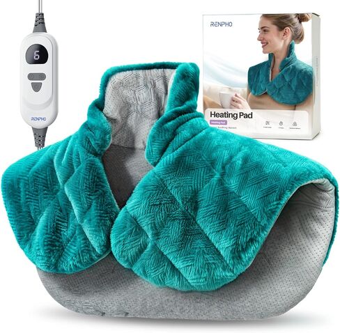 RENPHO Graphene-Infused Heating Pad, Weighted Heating Pad for Neck Shoulders & Back, Multiple Heat Levels & Timers, FSA Eligible HSA, Birthday Gift for Women Men, Snug-Fit, Soft, Comfortable in Kuwait