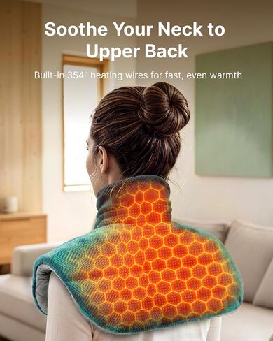 RENPHO Graphene-Infused Heating Pad, Weighted Heating Pad for Neck Shoulders & Back, Multiple Heat Levels & Timers, FSA Eligible HSA, Birthday Gift for Women Men, Snug-Fit, Soft, Comfortable in Kuwait