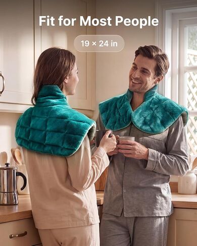 RENPHO Graphene-Infused Heating Pad, Weighted Heating Pad for Neck Shoulders & Back, Multiple Heat Levels & Timers, FSA Eligible HSA, Birthday Gift for Women Men, Snug-Fit, Soft, Comfortable in Kuwait