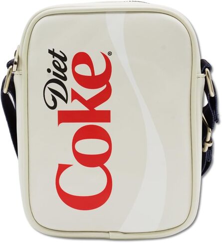 Coca-Cola Vegan Leather Crossbody Bag with Adjustable Strap, Diet Coke Logo Just for the Taste of It Quote Light Gray in Kuwait