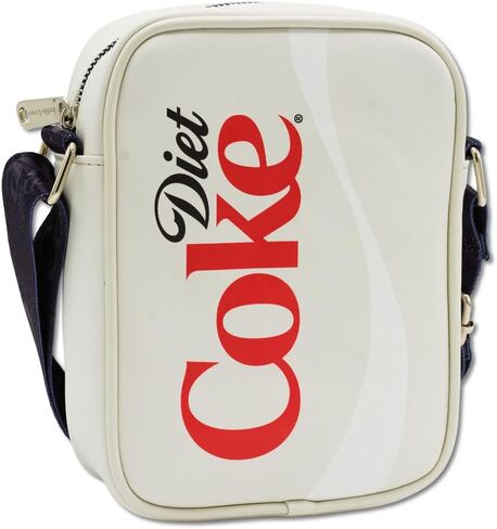 Coca-Cola Vegan Leather Crossbody Bag with Adjustable Strap, Diet Coke Logo Just for the Taste of It Quote Light Gray in Kuwait