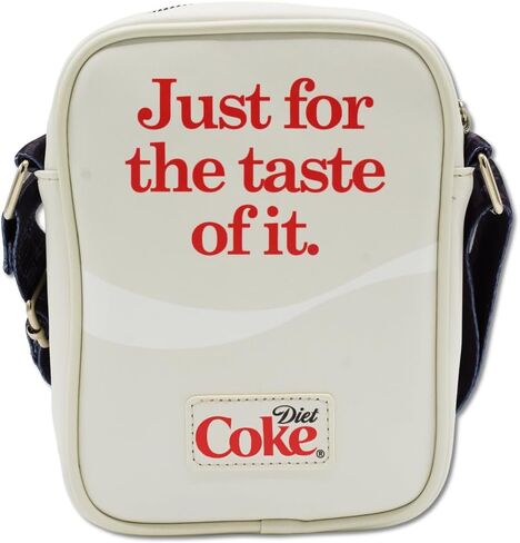 Coca-Cola Vegan Leather Crossbody Bag with Adjustable Strap, Diet Coke Logo Just for the Taste of It Quote Light Gray in Kuwait