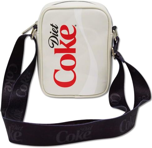 Coca-Cola Vegan Leather Crossbody Bag with Adjustable Strap, Diet Coke Logo Just for the Taste of It Quote Light Gray in Kuwait