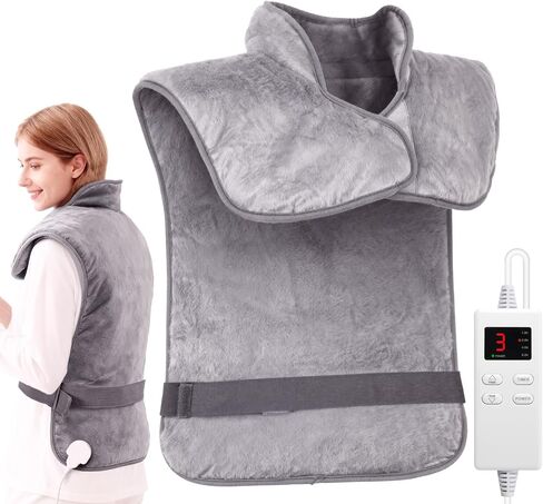 Wearable Heating Pad for Back Neck and Shoulders, Heating Wrap for Pain Relief, Gifts for Mom Grandma Women, Birthday Gifts for Women Men, Gifts for Women, Mothers Day Gifts in Saudi Arabia