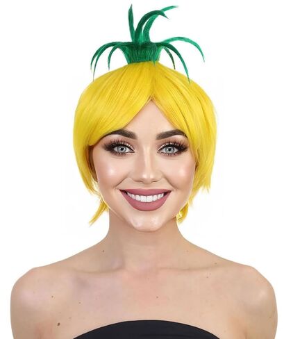 Women's Sunny Pineapple Wig, Yellow Premium Breathable Capless Design, Flame-retardant Synthetic Fiber in Saudi Arabia