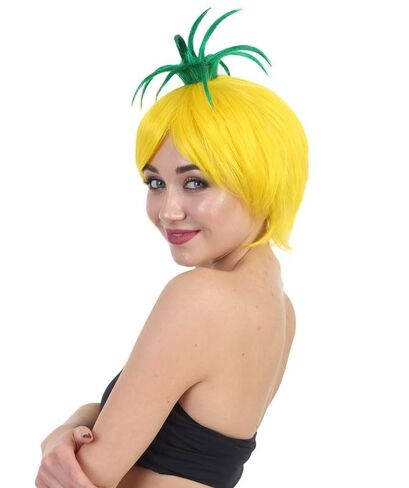 Women's Sunny Pineapple Wig, Yellow Premium Breathable Capless Design, Flame-retardant Synthetic Fiber in Saudi Arabia