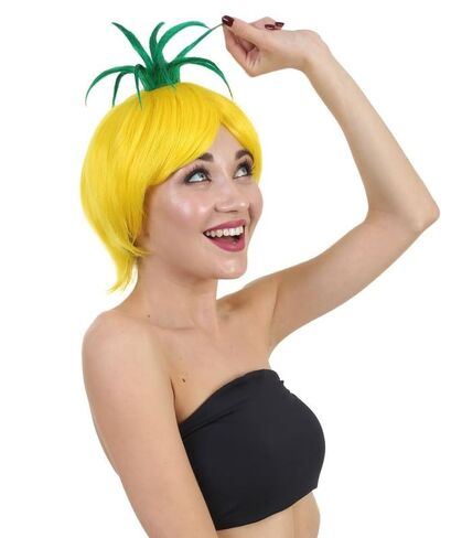 Women's Sunny Pineapple Wig, Yellow Premium Breathable Capless Design, Flame-retardant Synthetic Fiber in Saudi Arabia
