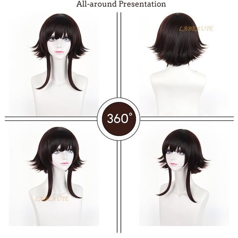 LABEAUTE Brown Cosplay Wig Short Bob Heat Resistant Synthetic Costume Wig Pre-Styled Costume Hair for Halloween Party Convention in Saudi Arabia