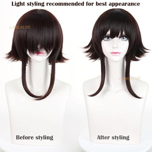 LABEAUTE Brown Cosplay Wig Short Bob Heat Resistant Synthetic Costume Wig Pre-Styled Costume Hair for Halloween Party Convention in Saudi Arabia