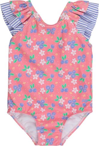 RuffleButts Girls UPF50+ Sun Protection Ruffle V-Back One Piece Swimsuit in Saudi Arabia
