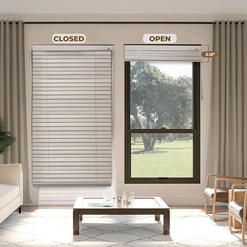 White Poplar Wood Venetian Blinds, 35" W x 72" L x 7" D, Custom Fit Horizontal Window Shade for Home & Office, Light Filtering & Privacy, Easy Installation in Saudi Arabia