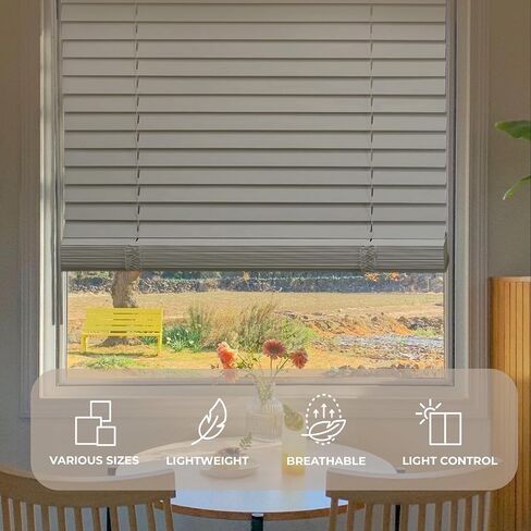 White Poplar Wood Venetian Blinds, 35" W x 72" L x 7" D, Custom Fit Horizontal Window Shade for Home & Office, Light Filtering & Privacy, Easy Installation in Saudi Arabia