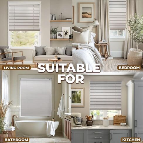 White Poplar Wood Venetian Blinds, 35" W x 72" L x 7" D, Custom Fit Horizontal Window Shade for Home & Office, Light Filtering & Privacy, Easy Installation in Saudi Arabia