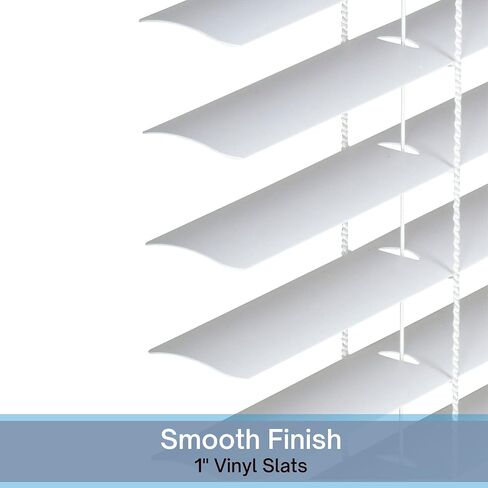 LOTUS & WINDOWARE Cordless Mini Blind, 1" Vinyl Slats, 50" Wide x 64" Long - White, Window Blinds for Home and Office, Interior Door Blinds - Light Filtering in Saudi Arabia