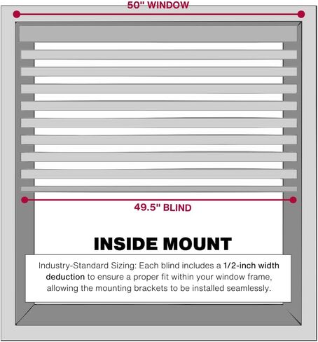 LOTUS & WINDOWARE Cordless Mini Blind, 1" Vinyl Slats, 50" Wide x 64" Long - White, Window Blinds for Home and Office, Interior Door Blinds - Light Filtering in Saudi Arabia