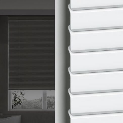 90" W x 49" H Mini Blinds for Windows, Cordless 1 inch Mini Blinds Blackout Venetian Blind Protect Privacy L Stype Aluminum Blind for RV, Living Room, Office. White in Saudi Arabia