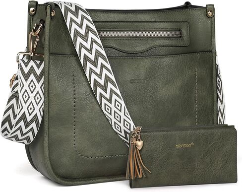 TANTOMI 2PCS Crossbody Bags for Women, Vegan Leather Purses for Women, Hobo Handbags Wallet Set with Adjustable Guitar Strap in Saudi Arabia