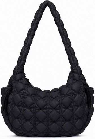 Large Puffer Quilted Crossbody Tote Bag for Women, Lightweight Nylon Puffy Shoulder Hobo Bags for Travel, Daily Use & Work, in Kuwait