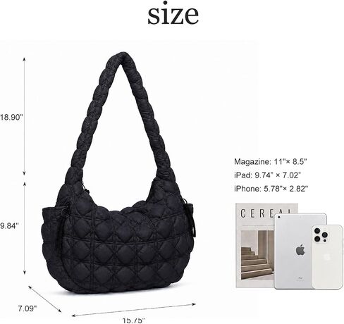 Large Puffer Quilted Crossbody Tote Bag for Women, Lightweight Nylon Puffy Shoulder Hobo Bags for Travel, Daily Use & Work, in Kuwait