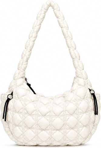 Large Puffer Quilted Crossbody Tote Bag for Women, Lightweight Nylon Puffy Shoulder Hobo Bags for Travel, Daily Use & Work, in Kuwait