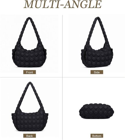 Large Puffer Quilted Crossbody Tote Bag for Women, Lightweight Nylon Puffy Shoulder Hobo Bags for Travel, Daily Use & Work, in Kuwait
