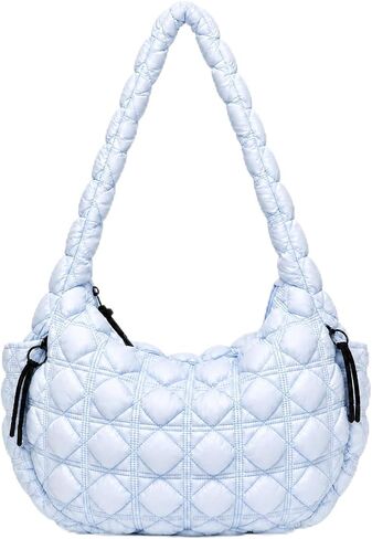 Large Puffer Quilted Crossbody Tote Bag for Women, Lightweight Nylon Puffy Shoulder Hobo Bags for Travel, Daily Use & Work, in Kuwait