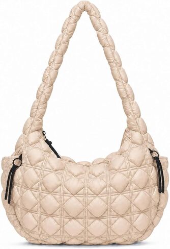 Large Puffer Quilted Crossbody Tote Bag for Women, Lightweight Nylon Puffy Shoulder Hobo Bags for Travel, Daily Use & Work, in Kuwait