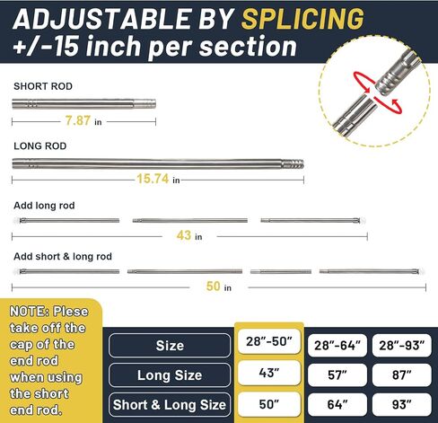 Curtain Rods 5/8 Inch Adjustable Single Rod 28-50 in - Decorative Drapery Pole with Acrylic Diamond Finial for Eyelet Curtains, Silver for Bedroom, Window, Door in Saudi Arabia