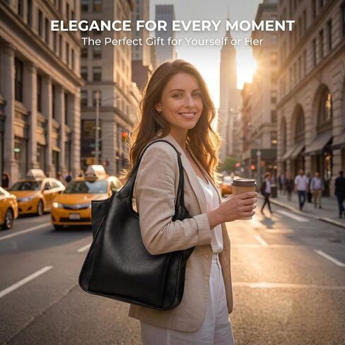 MYHOZEE Vegan Leather Tote Bags for Women Multi Pocket Shoulder Purse Triple Compartment Handbags Fits 12.9 Inch Tablet in Saudi Arabia