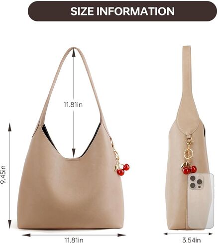 Slouchy Shoulder Bag Shoulder Purse with Cherry Charm Hobo Bags for Work Travel in Kuwait