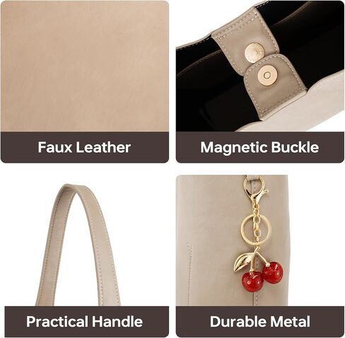 Slouchy Shoulder Bag Shoulder Purse with Cherry Charm Hobo Bags for Work Travel in Kuwait