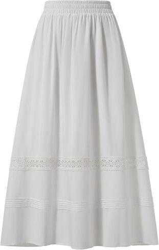 YESSA Womens Boho Tiered Long Maxi Skirt with Pockets,High Waisted Lace Flowy Fairy Skirt,Renaissance Medieval Costume in Saudi Arabia