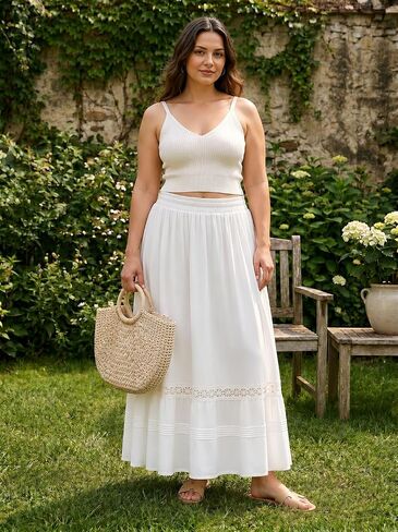 YESSA Womens Boho Tiered Long Maxi Skirt with Pockets,High Waisted Lace Flowy Fairy Skirt,Renaissance Medieval Costume in Saudi Arabia