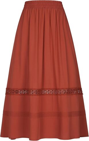 YESSA Womens Boho Tiered Long Maxi Skirt with Pockets,High Waisted Lace Flowy Fairy Skirt,Renaissance Medieval Costume in Saudi Arabia