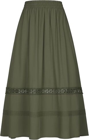 YESSA Womens Boho Tiered Long Maxi Skirt with Pockets,High Waisted Lace Flowy Fairy Skirt,Renaissance Medieval Costume in Saudi Arabia