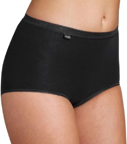 Sloggi Womens 3 Pack Zero Feel High Waisted Cheeky Cotton Underwear or Panties for Ladies Basic Maxi Briefs Black in Saudi Arabia