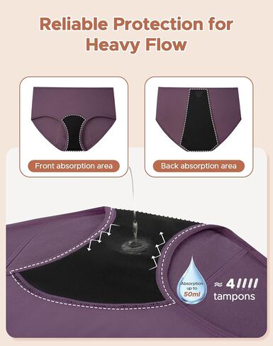 INNERSY Plus Size Period Underwear for Women Soft Cotton High Waisted Heavy Flow Leakproof Panties Bladder Leak 3-Pack in Kuwait