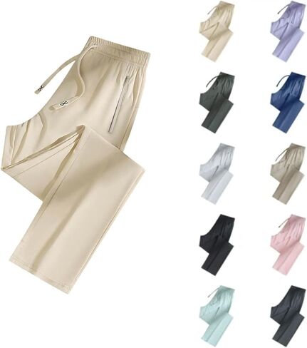 Aniywn Lounge Pants for Women Loose Fit Elastic High Waist Trousers Casual Comfy Pants Active Trousers with Zipper Pockets in Saudi Arabia