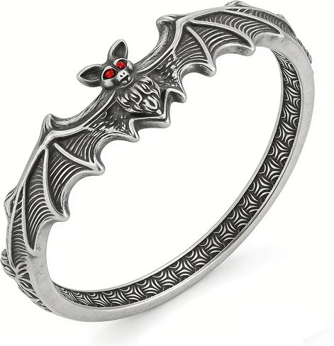 HZMAN Gothic Bat Bangle Bracelet for Men Women, Stainless Steel Vintage Punk Bat Cuff Bracelet, Non-Adjustable 7.36 Inch Halloween Jewelry for Daily Wear Themed Parties in Kuwait
