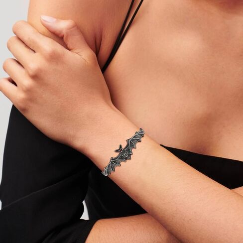 HZMAN Gothic Bat Bangle Bracelet for Men Women, Stainless Steel Vintage Punk Bat Cuff Bracelet, Non-Adjustable 7.36 Inch Halloween Jewelry for Daily Wear Themed Parties in Kuwait