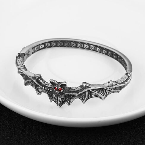 HZMAN Gothic Bat Bangle Bracelet for Men Women, Stainless Steel Vintage Punk Bat Cuff Bracelet, Non-Adjustable 7.36 Inch Halloween Jewelry for Daily Wear Themed Parties in Kuwait