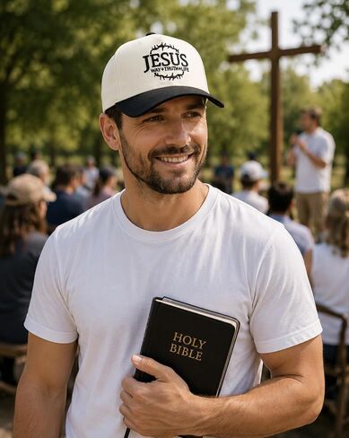 Christian Hat for Men Women, Vintage 3D Jesus Embroidered Baseball Cap | Adjustable, Cotton, Religious Gift for Dad Mom Pastor in Saudi Arabia