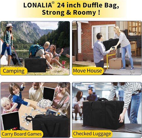 70L Large Duffle Bag for Travel - 24 inch Duffel Bag Heavy Duty Luggage Storage Bag (Black) in Saudi Arabia