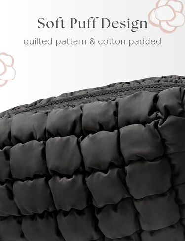 Quilted Travel Duffle Bag Puffer Weekender Bag & Quilted Makeup Bag Puffy Cosmetic Bag Cute for Women Girls in Saudi Arabia