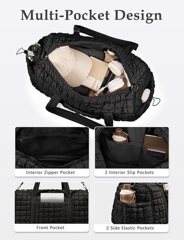Quilted Travel Duffle Bag Puffer Weekender Bag & Quilted Makeup Bag Puffy Cosmetic Bag Cute for Women Girls in Saudi Arabia